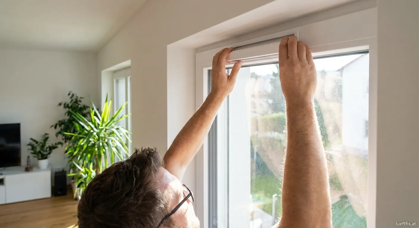 Fensterfalzlüfter im eingebauten Zustand an einem modernen Kunststofffenster