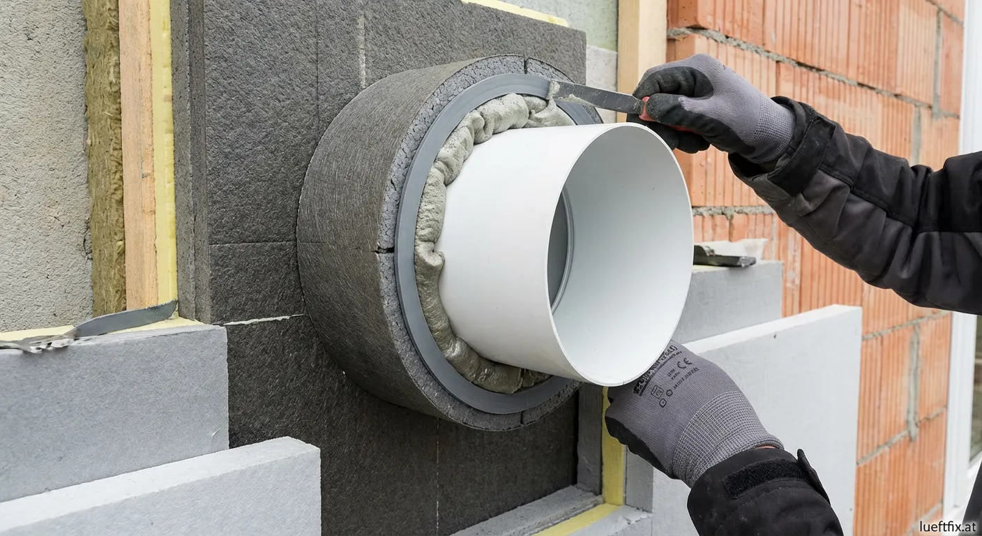 Kältebrücken am Außenwanddurchlass Isolierung Schema