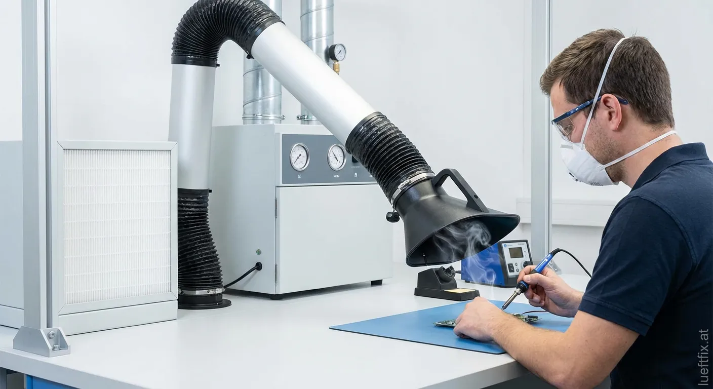 Professionelle Lüftung beim Löten und Rauchabsaugung am Arbeitsplatz