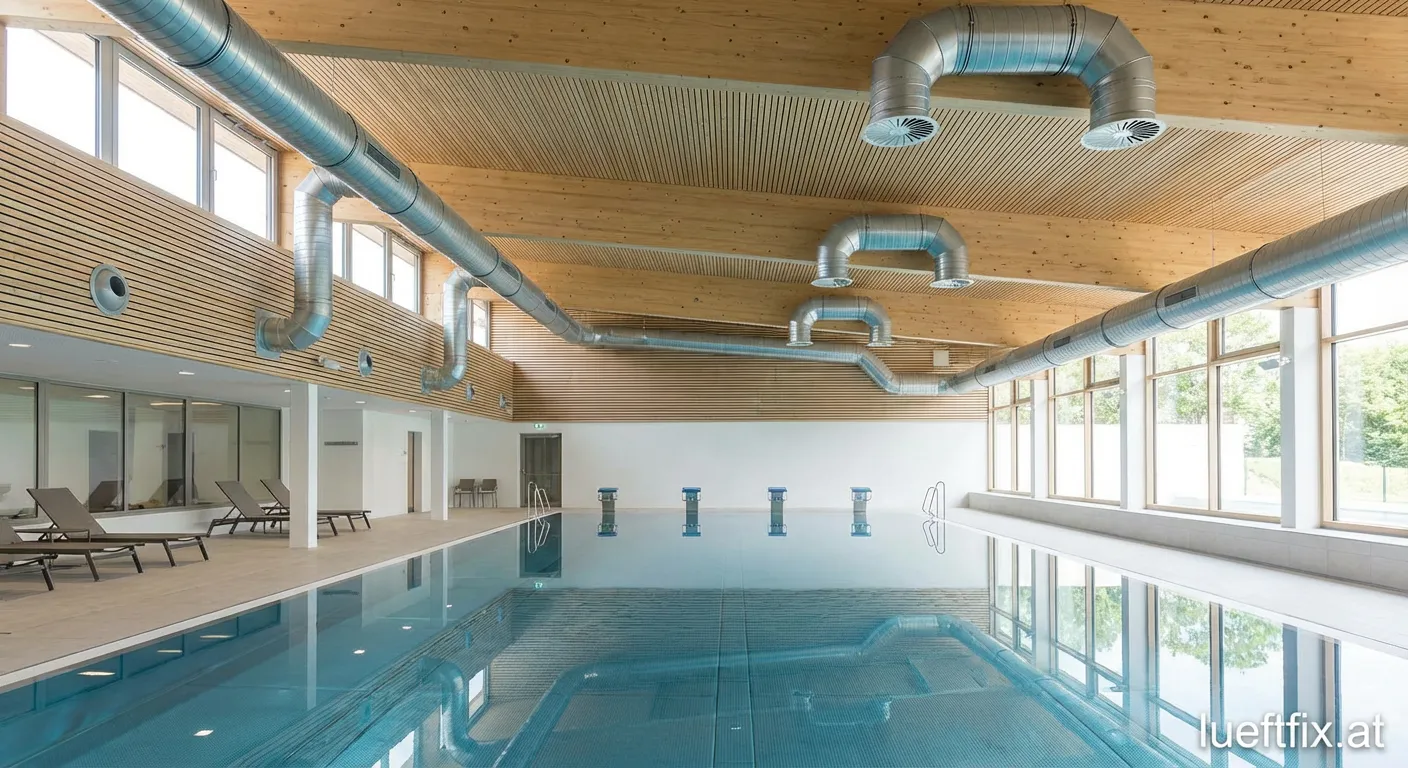 Lüftungsanlage für Hallenbad mit Kanalsystem