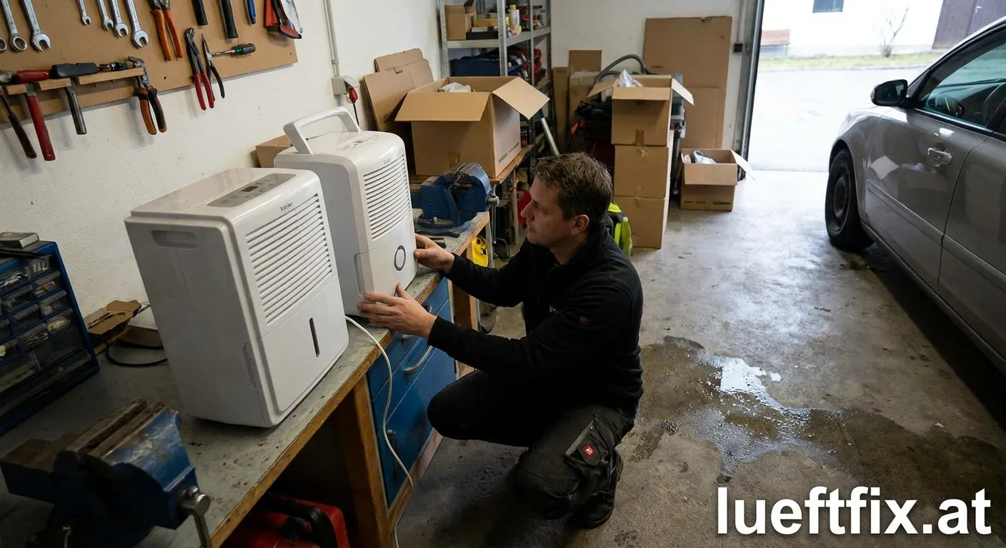 Luftentfeuchter in einer Garage zur Entfeuchtung der Luft