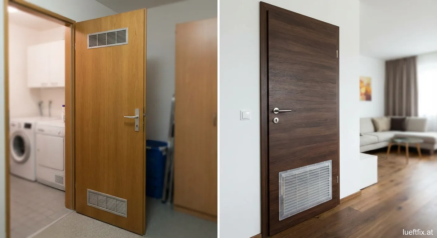 Lüftungsschlitze in einer modernen Innentür aus Holz