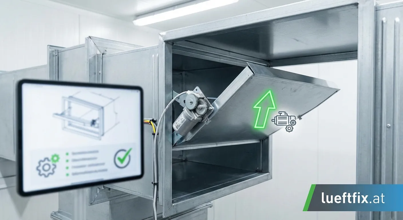 Motorische Rückstellung von Klappen durch einen elektrischen Stellantrieb an einem Lüftungskanal