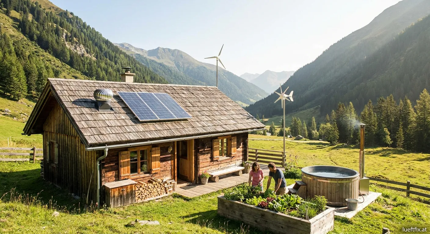 Off-Grid Lüftungslösungen Diagramm mit solarbetriebener Anlage