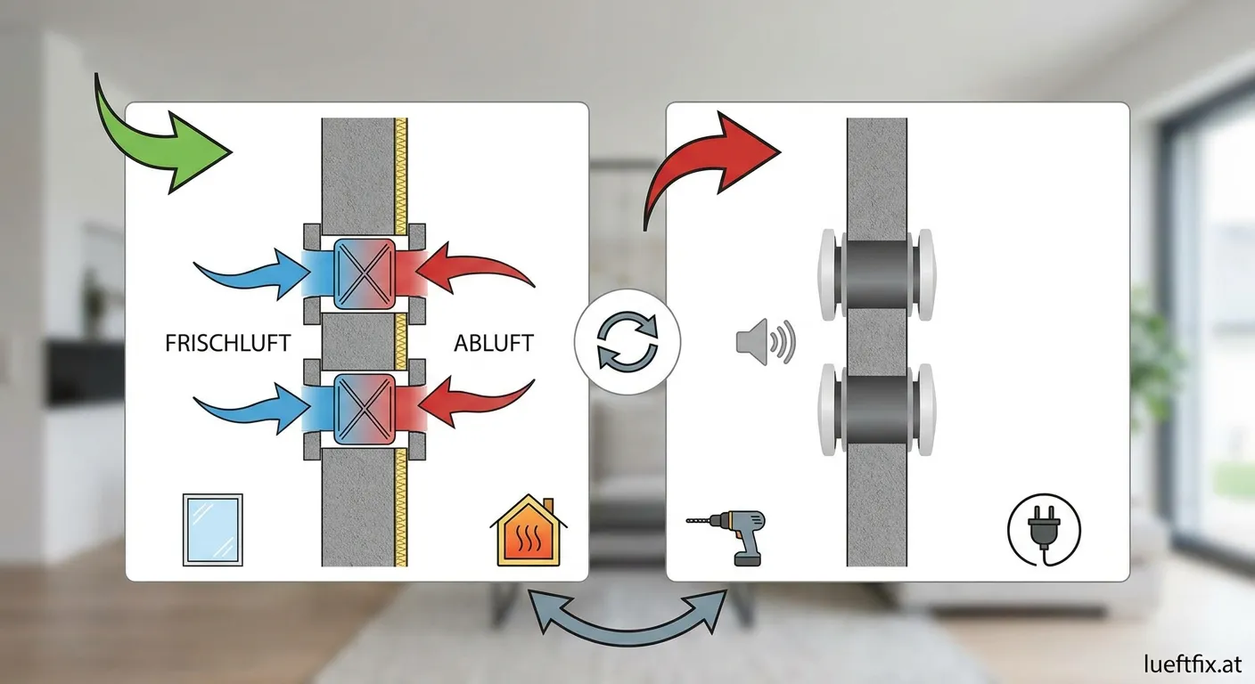 Pendellüfter Push-Pull System Installation an Hauswand