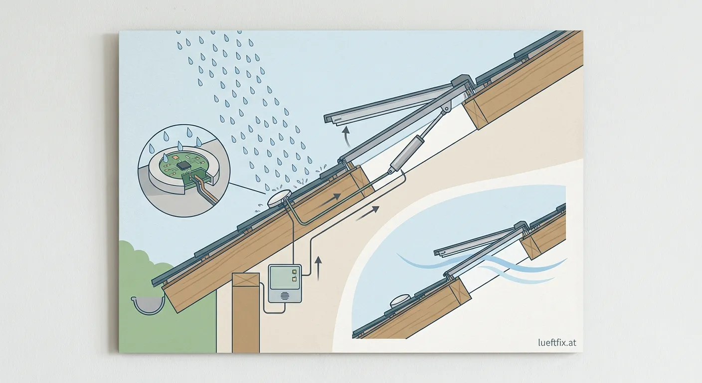 Regensensor für automatische Lüftung montiert