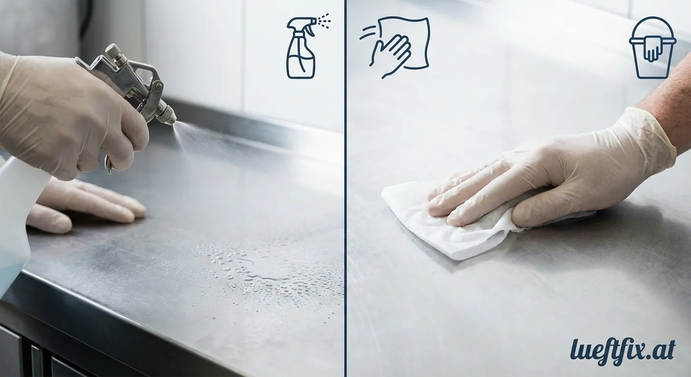 Sprühdesinfektion vs. Wischdesinfektion Vergleich