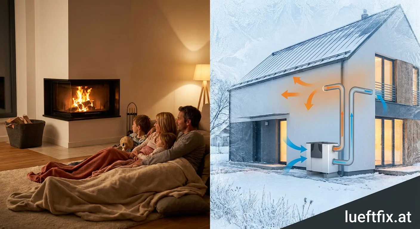 Wärmerückgewinnungssystem in einem modernen Wohnhaus im Winter